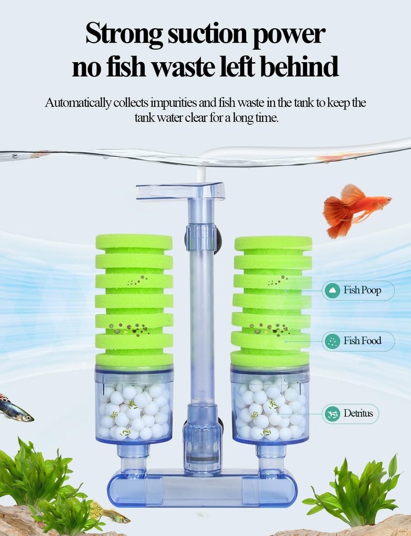 UPETTOOLS Aquarium Biochemical Sponge Filterï¼ˆMï¼‰, Ultra Quite Aquarium Air Pump Double Head Bio Sponge Fish Tank Foam Filter,15-50 Gallon - Image 2